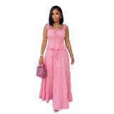 Women Sexy Sleeveless Cami Top & Skirt Two-Piece Set