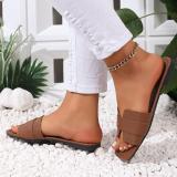 Plus Size Women Summer Square Toe Flat Slippers