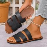 Plus Size Women Summer Round Toe Flat Slippers