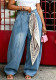 Women Wide Leg Washed Denim Pants