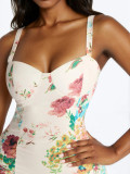Plus Size Women Strapless Printed Dress Slim Waist Bodycon Midi Mermaid Dress