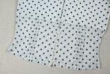 Women Chic Polka Dot Two-Piece Set Crop Short Sleeve Lace-Up Design Top and Skirt Set