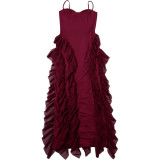 Women Summer Elegant Sleeveless Strap Mesh Patchwork Dress