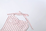 Women Summer Polka Dot Printed Slim Fit Halter Neck Tank Top & Pants Set