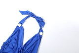 Women Summer Low Cut Halter Neck Low Back Bodycon Dress