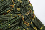 Women Summer Printed Halter Neck Tank Dress Set