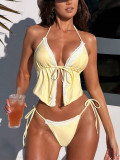 Women Yellow Trendy Two Pieces Bikini Beach & Holiday Swimwear