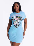 Women Summer Print Bodycon Mini Dress