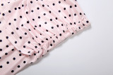 Women Summer Polka Dot Printed Slim Fit Halter Neck Tank Top & Pants Set