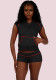 Women Waffle Texture Hooded Zip Top & Drawstring Shorts Two-Piece Set