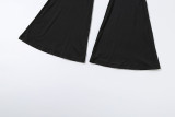 Women Summer Casual Solid Color Round Neck Slim Fit Top & Pants Set
