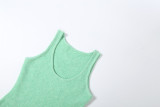 Women Summer Solid Color Elegant U-neck Sleeveless Tight Fitting & Slim Fit Dress