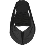 Women Summer Elegant Round Neck Mesh Patchwork High-Waist Slim Fit Dress