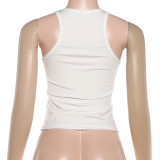 Women Summer Sleeveless Printed Tight Fitting & Slim Fit Top