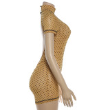 Women Summer Polka Dot Printed High-Waist Tight Fitting Low Back Jumpsuit