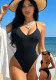 Women Low Back Crisscross Solid Color Halter Neck Slim Fit Bikini Swimsuit