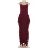 Women Summer Elegant Sleeveless Strap Mesh Patchwork Dress