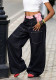 Women Pink Plaid Patchwork Denim Pants with Large Pockets