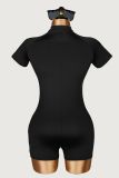 Women Summer Zipper Short Sleeve Yoga Jumpsuit