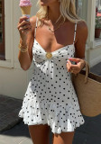 Women Polka Dot Printed Spaghetti Strap Dress