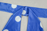 Women Polka Dot Scarf Lace-Up Summer Cowl Neck Sleeveless Sexy Backless Bodycon Dress