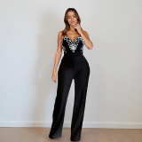 Women Spaghetti Strap Tube Top Jumpsuit Long Pants