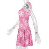 Women Spring Summer Spaghetti Strap V Neck Sleeveless Dress