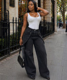 Women Casual Button Denim Pant