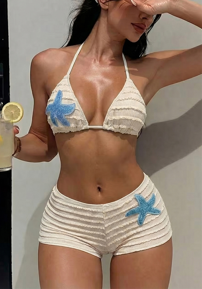 Star Print Two-Piece Swimsuit for Beach Holidays