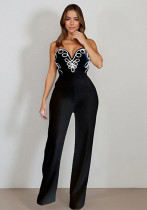 Women Spaghetti Strap Tube Top Jumpsuit Long Pants