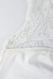 Women Sexy Lace Patchwork Stretchy Hollow Out Short Sleeve Top