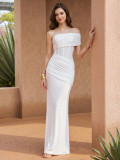 Women Slash Shoulder Backless Sexy Bodycon Dress