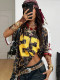 Women Casual Leopard Print V Neck Short Sleeve Top T-Shirt