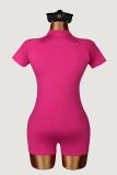 Women Summer Zipper Short Sleeve Yoga Jumpsuit