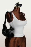 Women French Style Casual Stretchy U Neck Sexy Vest Basic Top