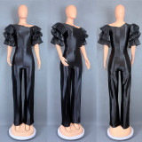 Women Slash Shoulder Puff Sleeve Jumpsuit