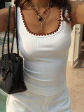 Women French Style Casual Stretchy U Neck Sexy Vest Basic Top