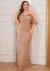 Plus Size Women Spaghetti Strap Sequins Ruffle Sleeve Backless Sequins Dress