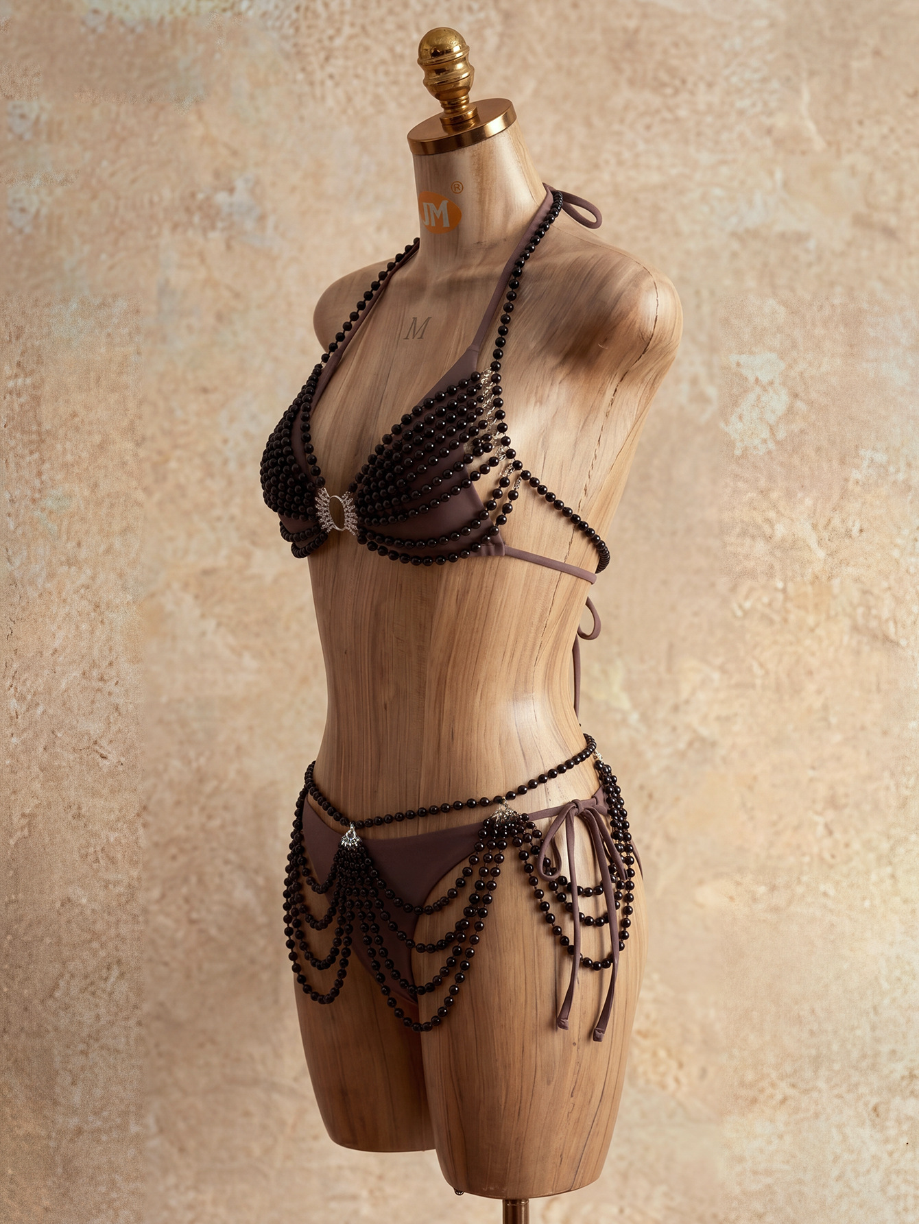 Spaghetti Strap Bikini & Metal Cover-Up Four-Piece Swimsuit Set