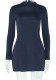 Women's Elegant Solid Round Neck Long Sleeve A-Line Mini Dress