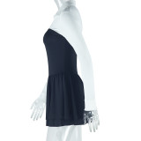 Women's Elegant Patchwork Colorblock Turndown Collar Dress