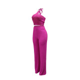 Women's Solid Camisole Top & Pants Two-Piece Set