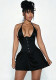 Summer Women's Chic Elegant Solid Halter Neck Tight-Fit Slim Waist Dress