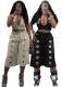 Trendy Women's Sexy Tank Top & Wide-Leg Pants Metal Buckle Two-Piece Set