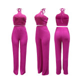 Women's Solid Camisole Top & Pants Two-Piece Set