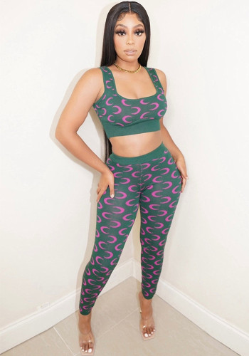 Women's Sexy Printed Chic Casual Tank Top & Pants Set