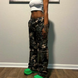 Women's Casual Camouflage Elastic Waist Pants
