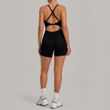 Fall Women's Adjustable Buckle Cross Waist Butt Lift Yoga Jumpsuit