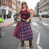 Women's Punk Patchwork Colorblock Plaid Split Skirt