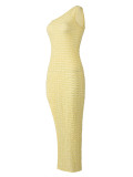 Women's Chic Elegant Slash Shoulder Split Slim Fit Dress
